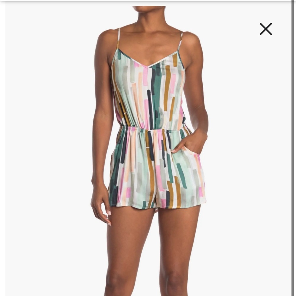 The Bikini Lab Pastel Striped Jumpsuit Paint Party Romper